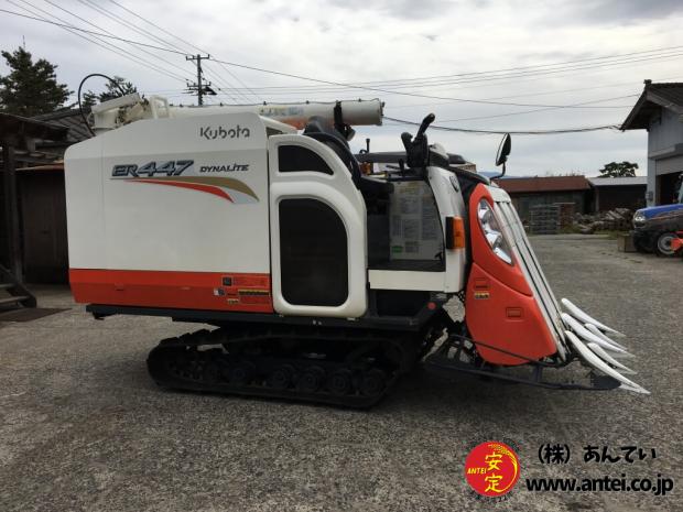 4条刈47馬力クボタコンバインER447モンロー4PC付き。