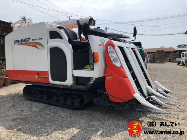4条刈47馬力クボタコンバインER447モンロー4PC付き。